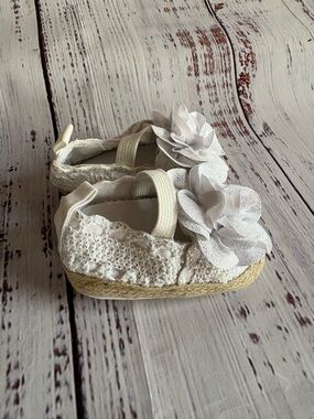 Baby newborn White Floral Crochet Espadrille Shoes